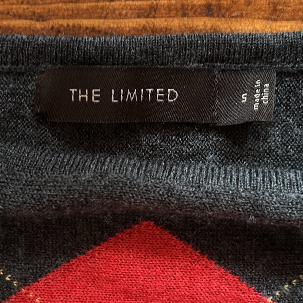 The Limited contemporary wool blend argyle sweater kimono sleeve lighter weight - Picture 3 of 6